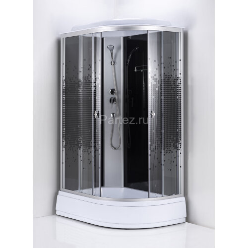 Душевая кабина Loranto 120x80x215 левая, поддон 25 см, 4 мм прозрачное стекло с рисунком "мозайка" (CS-1200-25ТМ/М L)