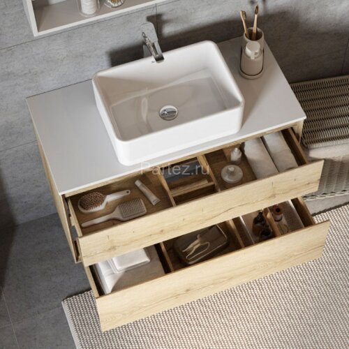 Тумба под раковину Aquaton Либерти 100, 2 ящика, дуб эльвезия (1A279601LYC70)