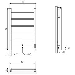Полотенцесушитель электрический ДВИН J neo 80/50 1&quot;-1/2&quot; К диммер Чёрный матовый (4657763750640)