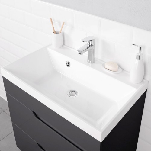 Комплект тумба Итана Alexa 60 (600х450х560) подвесная, с раковиной Clarissa 60, графит (CS00093214)