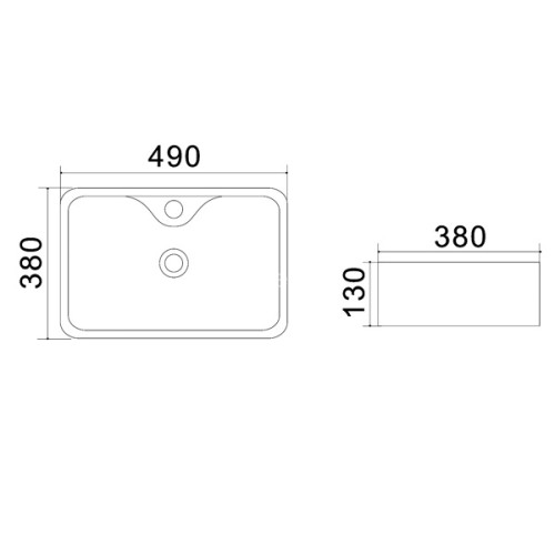 Раковина Azario 49х38х13, накладная, белая (AZ-4569A)