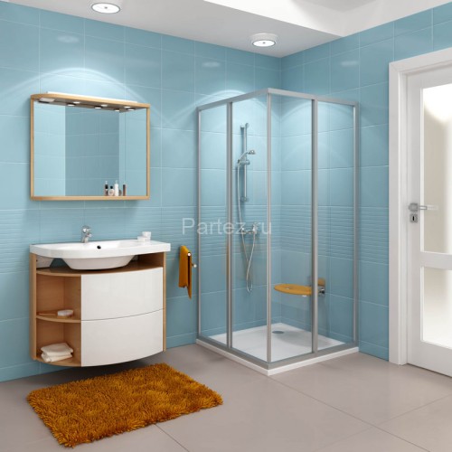 Душевой уголок Ravak Supernova SRV2-90 S, цвет профиля сатин, стекло прозрачное