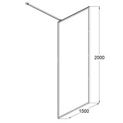 Душевая перегородка AZARIO RICHMOND 6310 Walk-in 1500x2000 прозрачное стекло 6 мм, цвет профиля черный (AZ-NAG 6310 1500 BLACK)