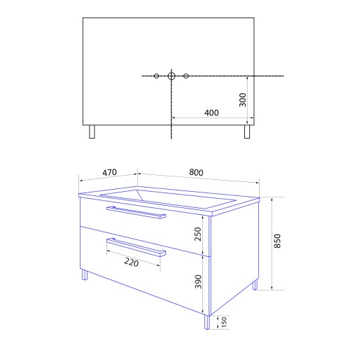 Комплект тумба Azario Ника 80 Н 800х470х850 напольная, с раковиной Monte 80 (CS00082789)