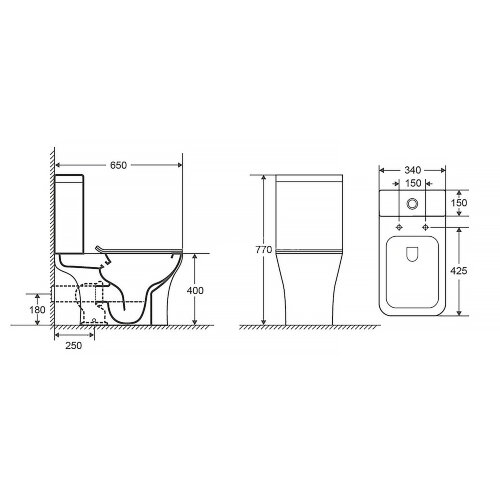 Унитаз напольный Azario FRETTA SQUARE 650х340х770 безободковый с бачком и сиденьем микролифт (AZ-121