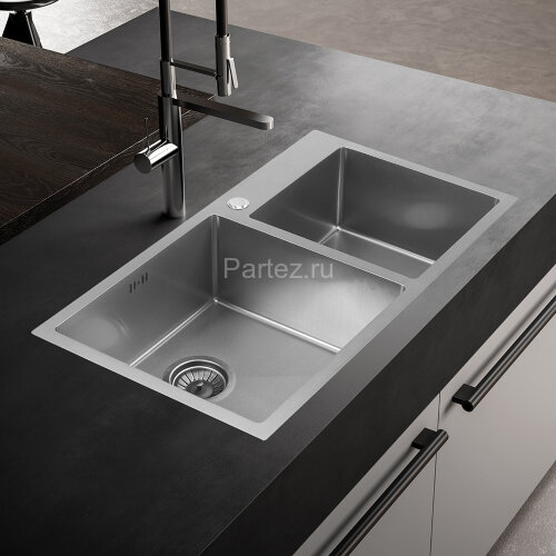 Мойка 8045 MELANA ProfLine 3,0/220 САТИН 2-я чаша, врезная прямоугольная S8045H