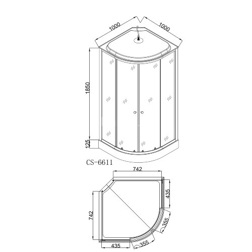Душевая кабина Loranto CS-6611 G, 100х100х215, поддон 13 см