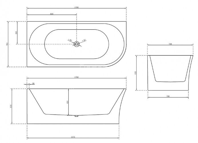Акриловая ванна ABBER AB9257-1.7 L