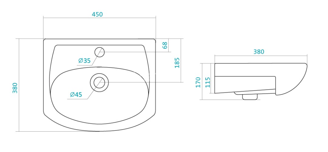 Раковина Santek "Азов-45", белая (1.WH11.2.449)