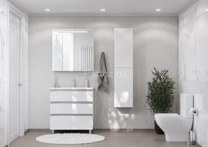 THE GAP Модуль д/раковины 800 мм, 3 ящика, белый глянец