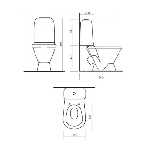 Унитаз-компакт Sanita Самарский Эконом с сидением стандарт (WC.CC/Samarsky/1-P/WHT.G/S1)