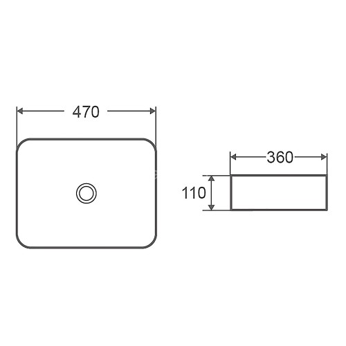 Раковина-чаша Azario 470х360х110 накладная, прямоугольная, матовый белый (AZ-2178-S-MW)