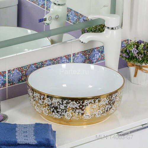 Накладная раковина melana mln-t4003-g7 (золото)